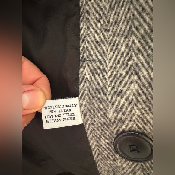 VINTAGE 80s Herman Kay Wool Tweed Double Breasted Pea Coat Petite Dominican repb - Picture 10 of 10